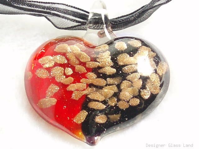 P500 MURANO LAMPWORK GLASS HERAT PENDANT NECKLACE, FREE SHIPPING!!!
