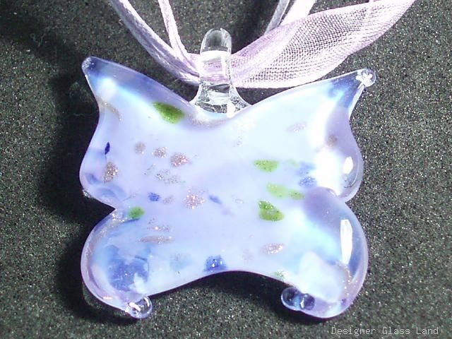 P520 MURANO LAMPWORK GLASS BUTTERFLY PENDANT NECKLACE, FREE SHIPPING!!!