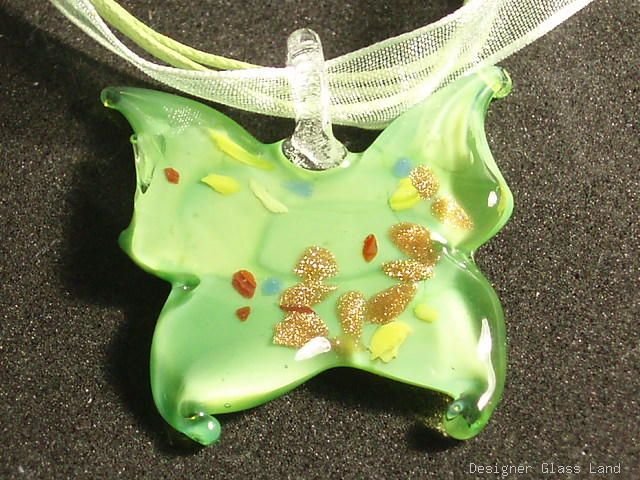 P525 MURANO LAMPWORK GLASS BUTTERFLY PENDANT NECKLACE, FREE SHIPPING!!!