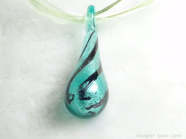 P533 MURANO GLASS MAGIC STRIP PENDANT NECKLACE, FREE SHIPPING!!!