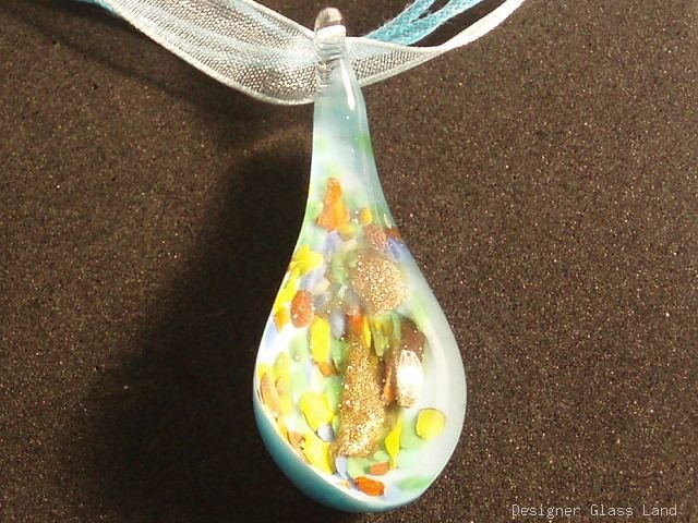 P554 MURANO LAMPWORK GLASS BLUE DROP PENDANT NECKLACE, FREE SHIPPING!!!