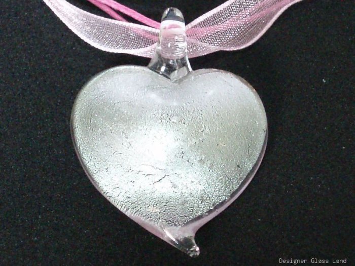 P569 MURANO GLASS SWEET PINK HEART PENDANT NECKLACE, FREE SHIPPING!!!