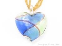 P966 HANDCRAFT BLOWN GLASS HEART PENDANT BEADS NECKLACE **FREE SHIPPING**