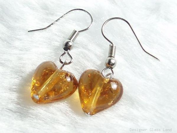 ER024 ***MURANO STYLE*** Lampwork Glass Golden Brown Earrings