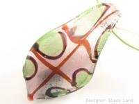 P982 LAMPWORK GLASS GREEN TWIST LEAF PENDANT NECKLACE **FREE SHIPPING**