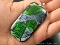 DG009 HUGE DICHROIC GLASS GRID PENDANT 57MM **FREE SHIPPING**