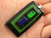 DG012 HUGE DICHROIC GLASS GRID PENDANT 50MM 2"