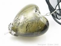 P313 MURANO GLASS SMOKY HEART PENDANT NECKLACE