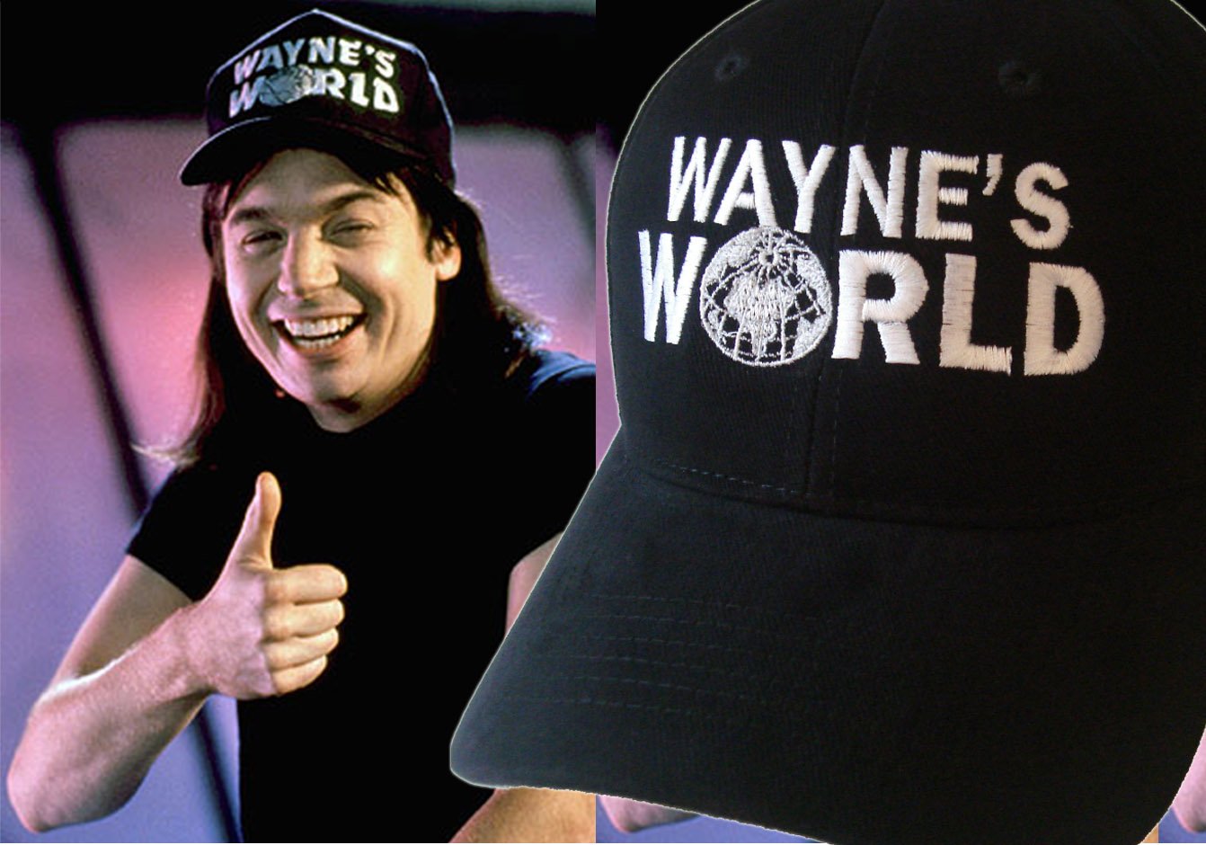 Wayne S World Embroidered Black Hat Wayne Campbell Cap Halloween Costume