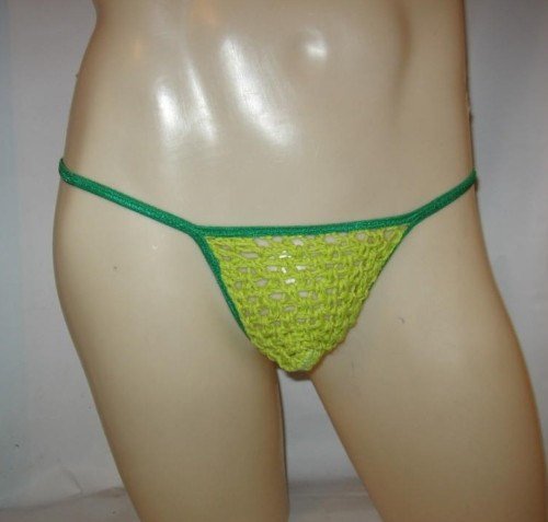 Men's Thong Hand CROCHET COTTON Get Lucky Green 2CRO