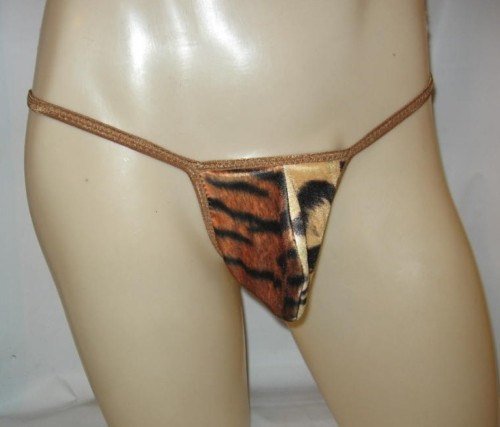 Men's Thong ROCKET POCKET Velvet Spandex Tiger 2RP