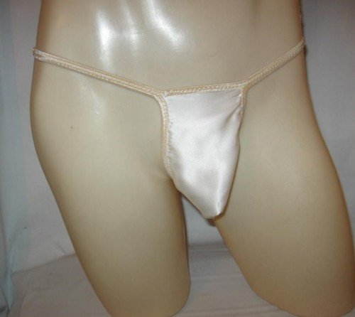 MEN Thong Soft Silk CHARMEUSE Ivory White o/s 2CDB6