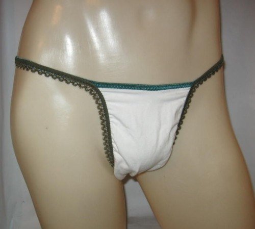 Men Thong FANCY Diamond Back g String White COTTON 3DB5