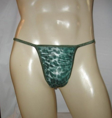 Men's Thong Diamond Back G String GREEN LEOPARD 3DB7