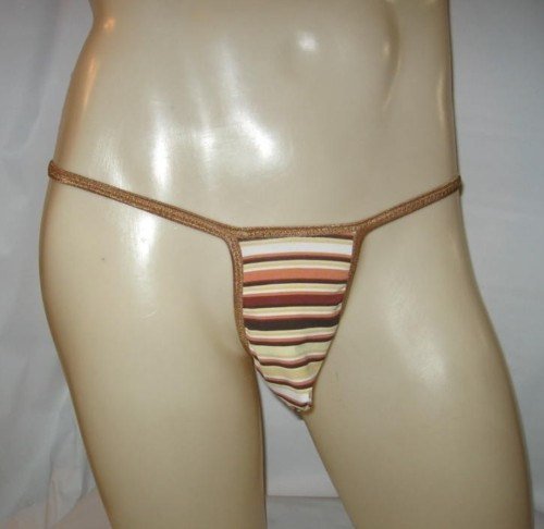 Men's Thong MICRO Cut Sandy Beach STRIPE Spandex 3MC12