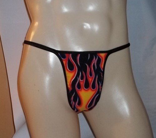 Mens Thong Diamond Back G String RED HOT FLAMING 5DBa