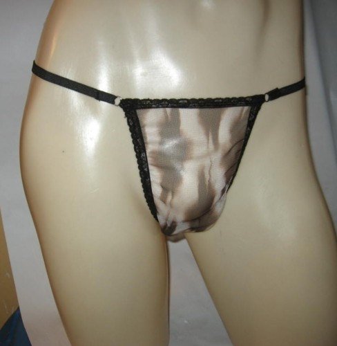Mens THONG G String Sheer ANIMAL Sexy See Through 4TB1