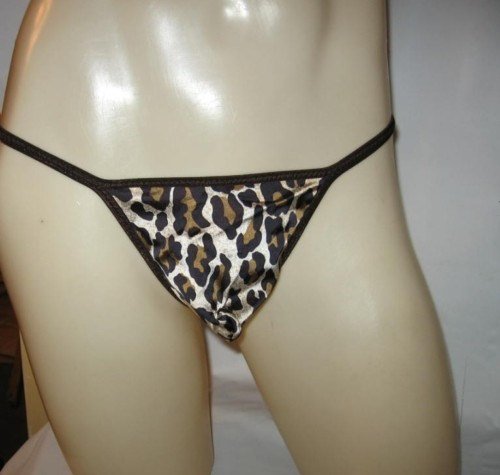 Mens G String Thong Satin Spandex LEOPARD 4CDB1