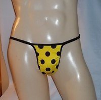 Men's Thong Underwear G String YELLOW POLKA DOT 5TBa
