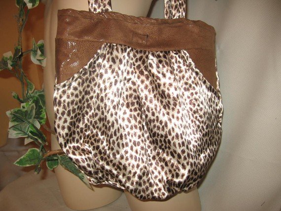 Hobo Bag Purse Boho RECYCLED Leopard and Python SATIN Handy Pockets