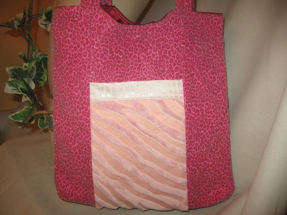 Tote Bag Boho Purse LOTS OF POCKETS Roomy Hobo PINK LEOPARD