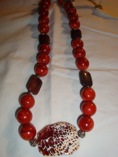 Hot Red Malachite & Moukaite Jasper Necklace