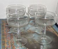 4 Vintage Glass Dessert Cups Laser Cut Monogram "C"