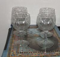 4 Vintage Restaurant Quality "Diamond Cut" Water Goblets