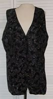 Black Velvet Silver Glitter Vest Waistcoat Size 16 .... FREE SHIPPING!