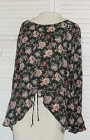 Sheer Green Floral Shirt Blouse Skirted Waist Stefano Size L Large..