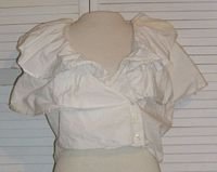 Short Cropped White Cotton Shirt Ruffles Sleeveless Size L Large..