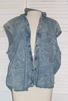 Distressed Denim Vest Studs Rhinestones Ragged The Gap Size L Large