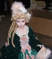 Collectible Porcelain Doll Victorian Lady Velvet Dress w/ Stand SMC 1993
