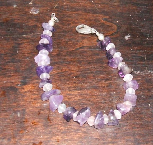 7" Amethyst Bracelet Smooth Stones Lobster Claw