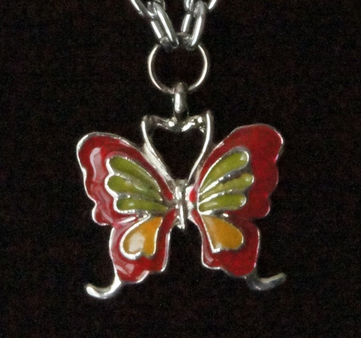 Simplicity Necklace- Butterfly with Green Pearls