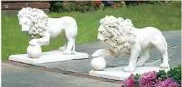 Stately Lion Statue Duo