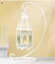 White Fancy Candle Lantern with Stand