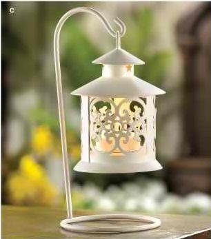 White Filigree Candle Lantern