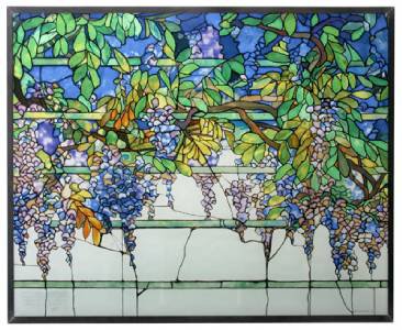 TIFFANY STYLE WISTERIA STAINED ART GLASS WINDOW PANEL WALL HANGING DISPLAY