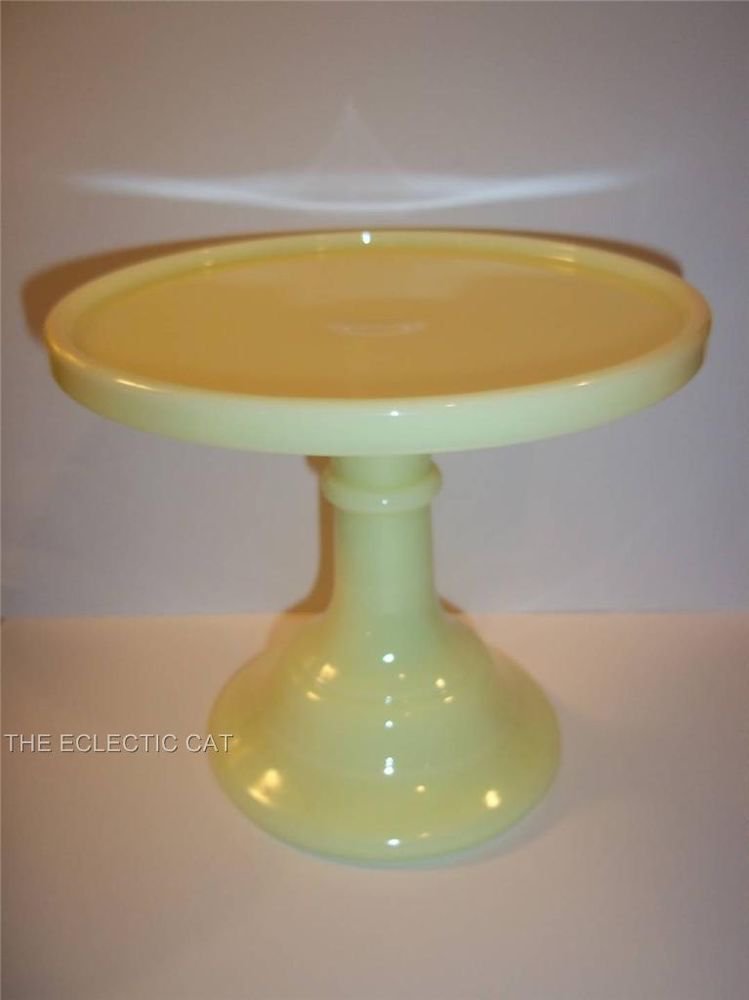 Mosser Glass BUTTERCREAM YELLOW MODERNE RETRO STYLE 6" CAKE STAND