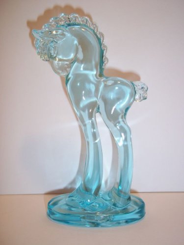 blue glass horse figurine