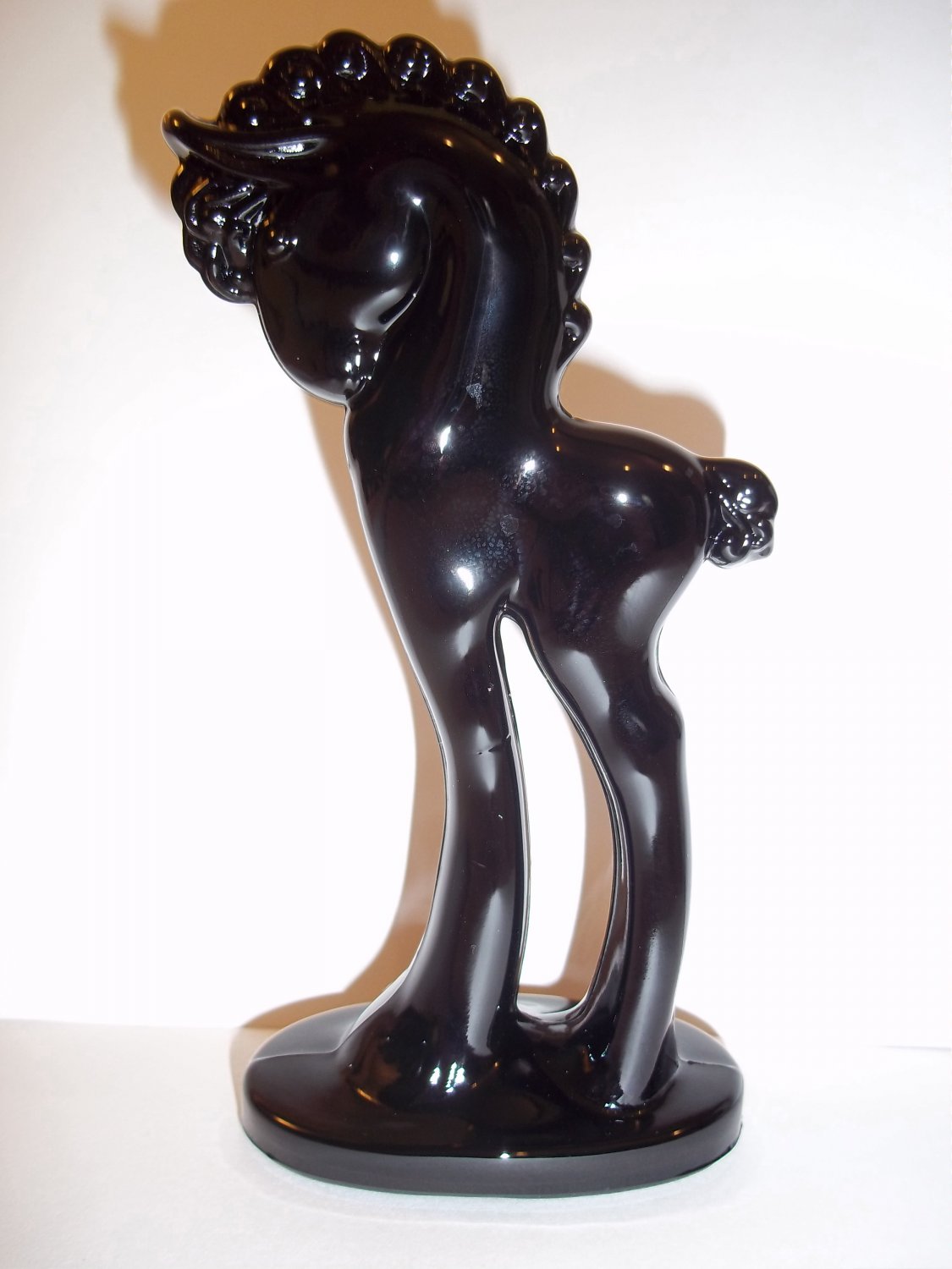 Mosser Glass JET BLACK Art Deco Grecian PONY HORSE Figurine NEW!