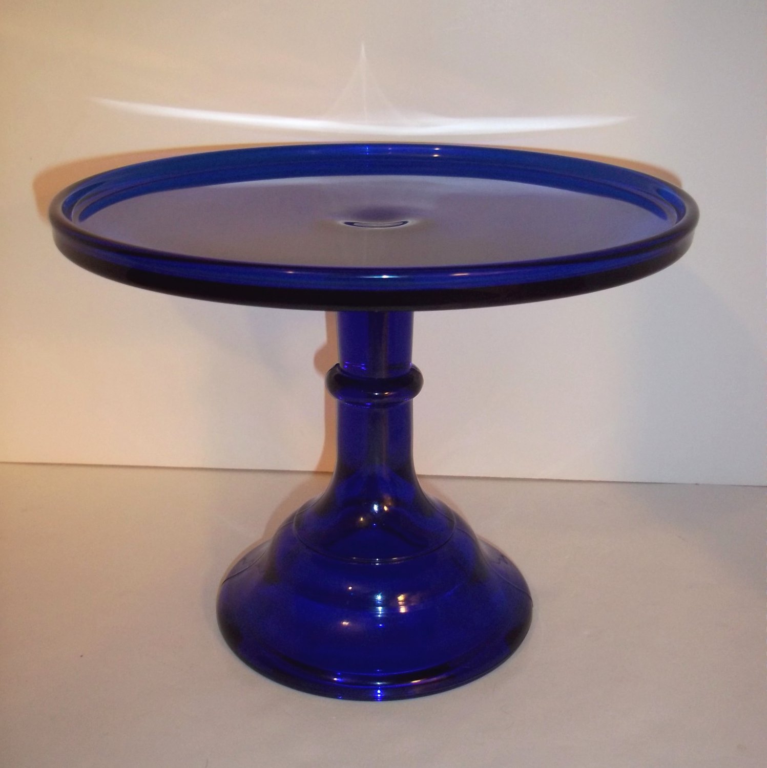 Mosser Glass COBALT BLUE MODERNE RETRO STYLE 9" CAKE STAND PEDESTAL
