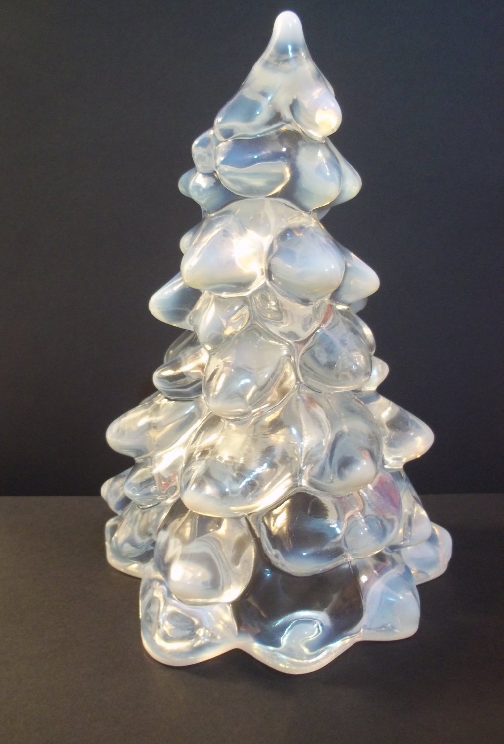 Mosser Glass CRYSTAL FRENCH OPALECENT LARGE 8" CHRISTMAS TREE Figurine