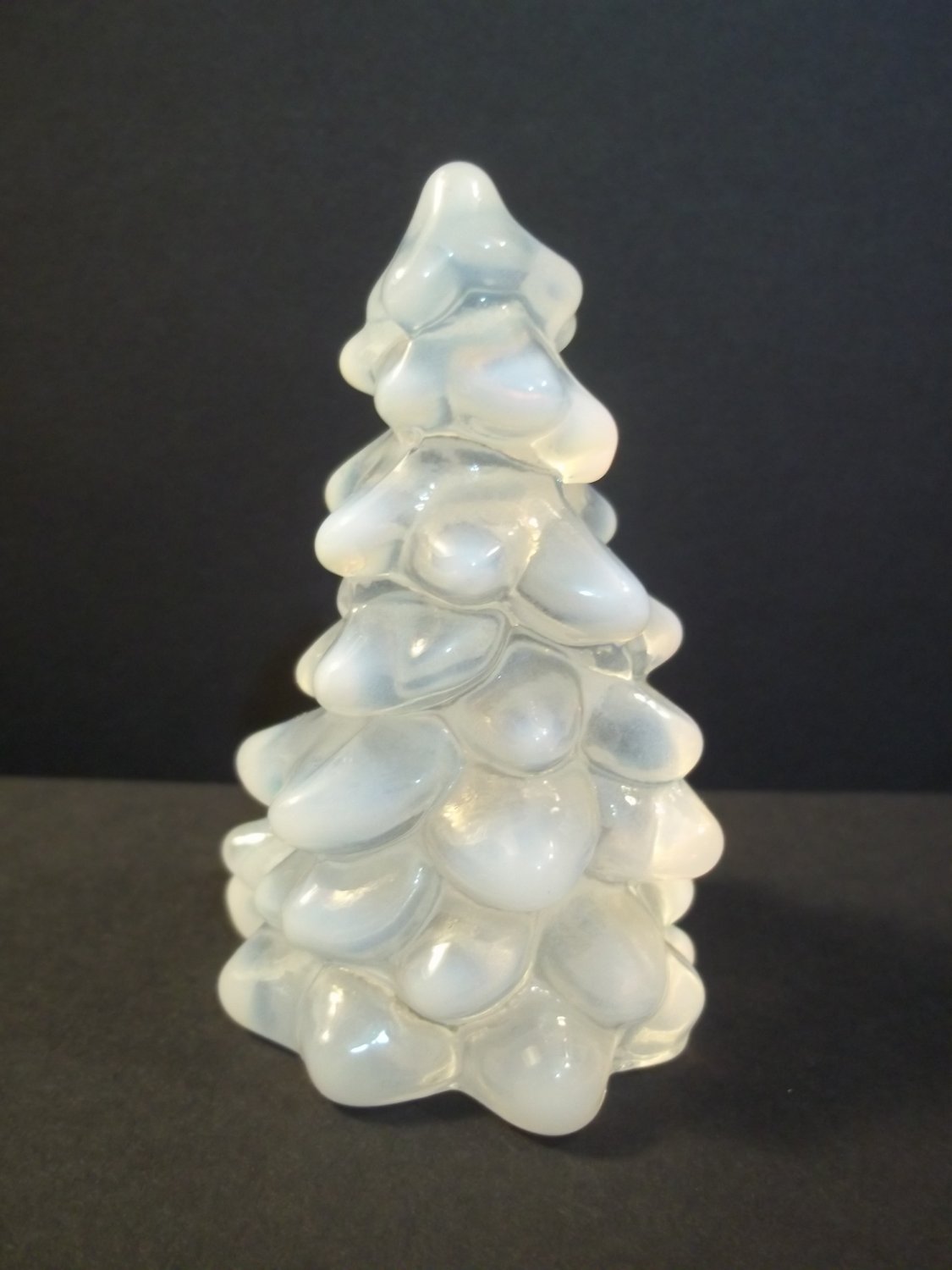 Mosser Glass CRYSTAL FRENCH OPALESCENT 2.75" CHRISTMAS TREE Figurine Decoration