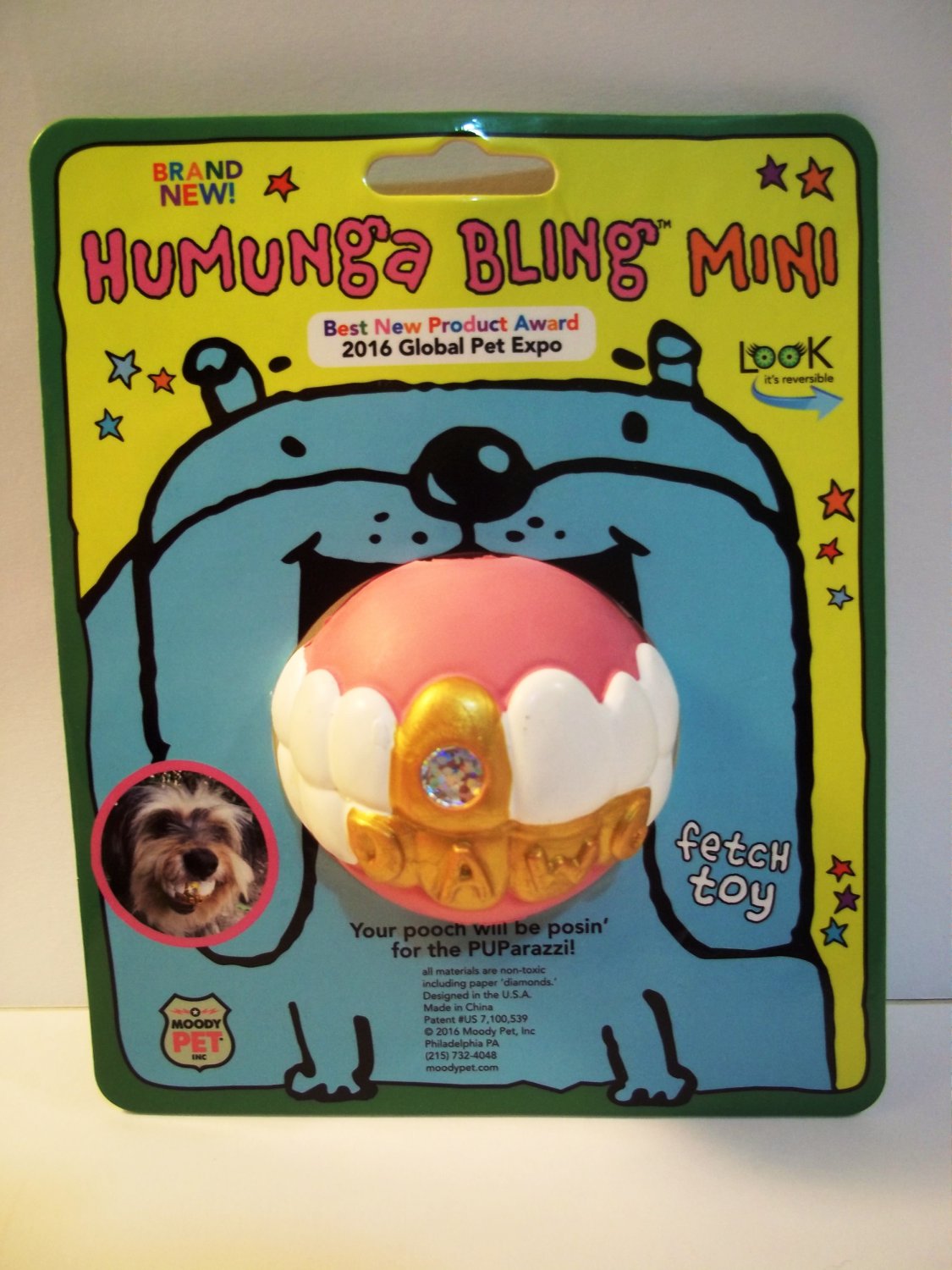 HUMUNGA BLING MINI Funny Teeth Rubber Pet Dog Toy Fetch Ball for SMALL DOGS