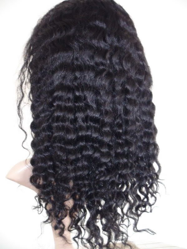 16" 1# water wave indian remy human hair front lace wig