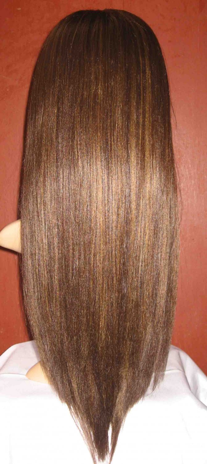 20" synthetic lace front wig yaki straight 6/27"