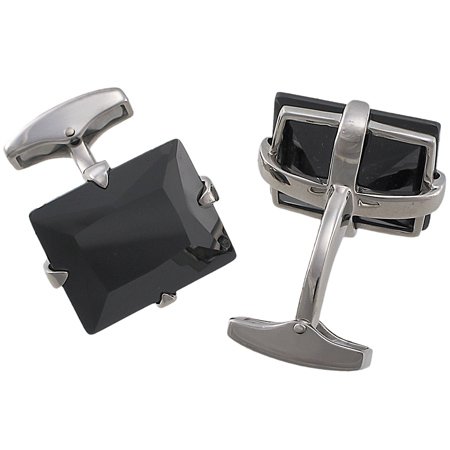 Tateossian Silver Black CZ Cufflinks BTS9617