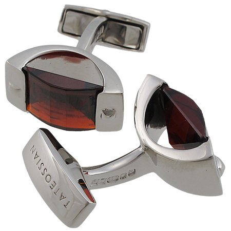 Tateossian Silver Red CZ Imperial Cufflinks BTS8754